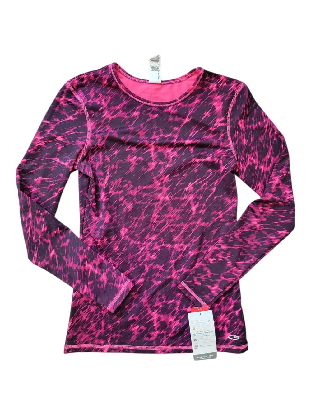 NWT Champion Power Core Warm Compression Long Sleeve Tee Pink Fitted Duo Dry SM